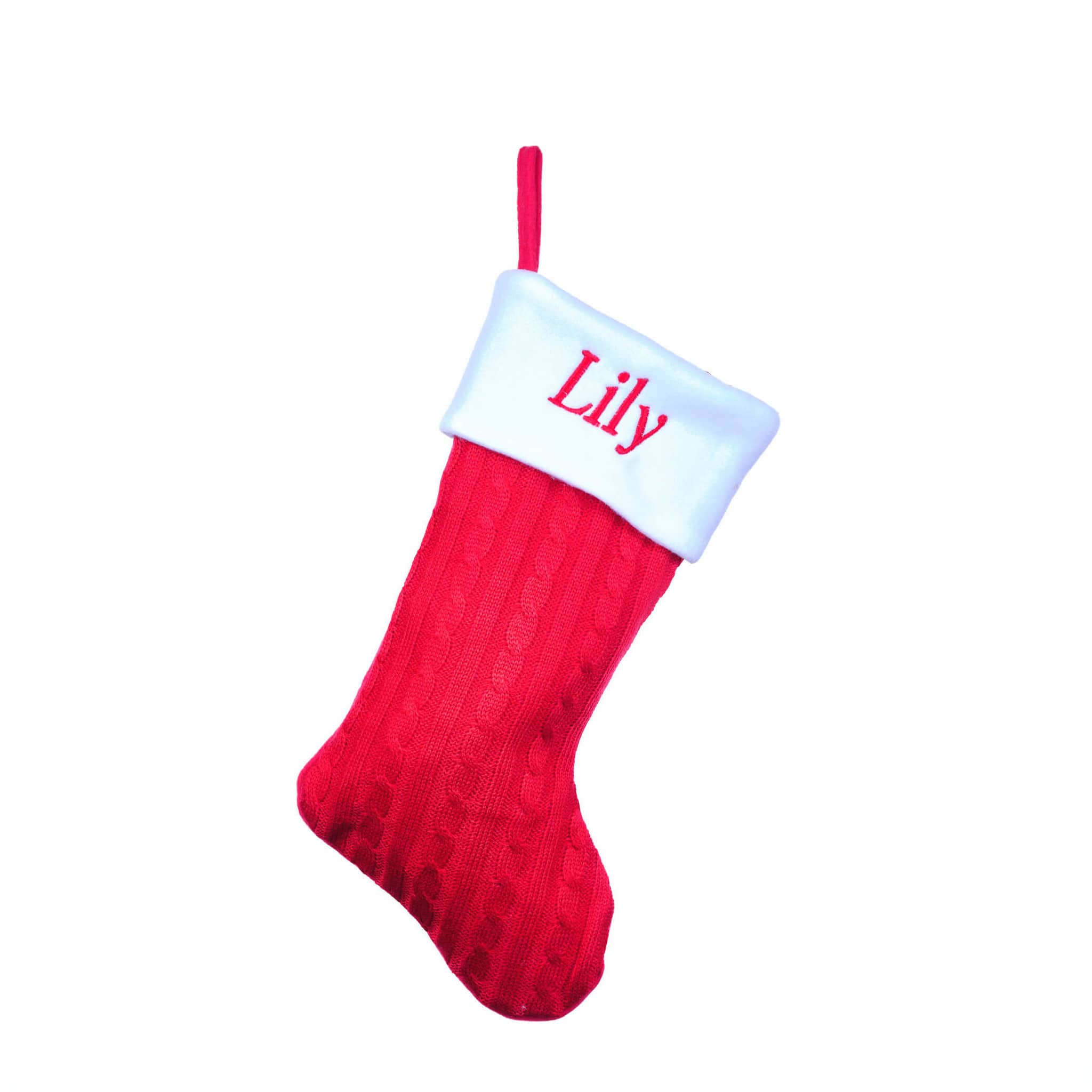 Personalised Red and Grey Knit Christmas Stockings | UK, Ireland